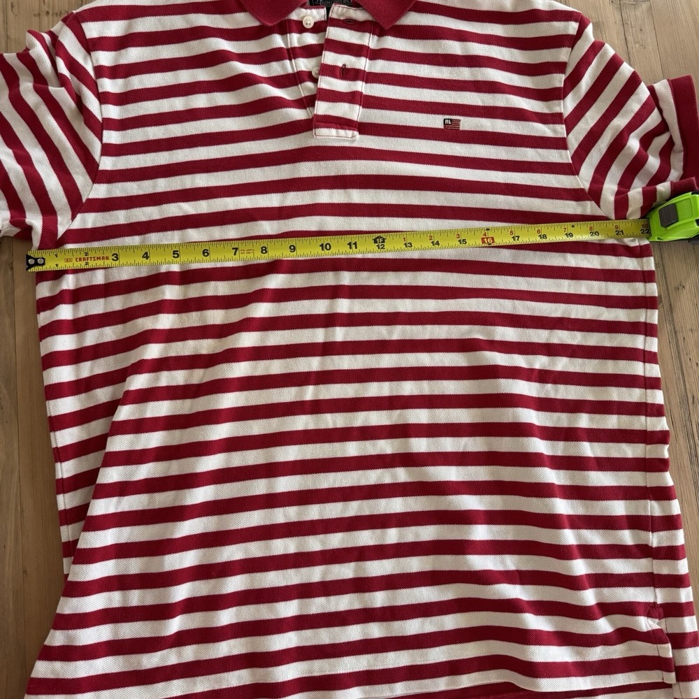Polo Ralph Lauren Jeans Co Vintage Polo Shirt Flag Red Stripes Mens XL - Picture 7 of 7